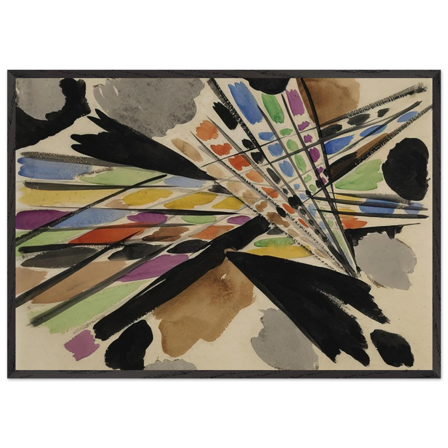 Diagonale - 1954 - Ernst Wilhelm Nay 70x100 cm / 28x40 inches Framed Art Print – Black Wooden Frame