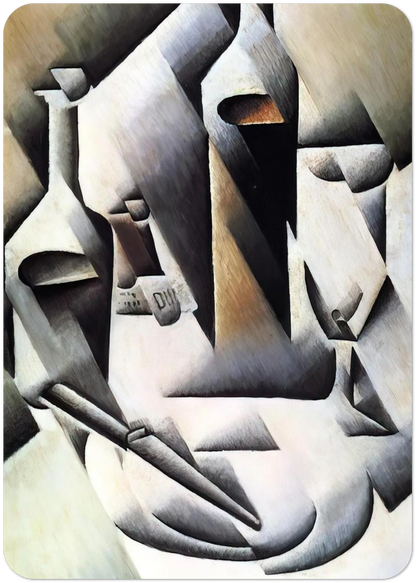 BOTTLES AND KNIFE 1912 By Juan Gris Pack of 10 Post Cards | Juan Gris Post Cards | A6 (10.5 x 14.8 cm) - 4.1 x 5.8 inches