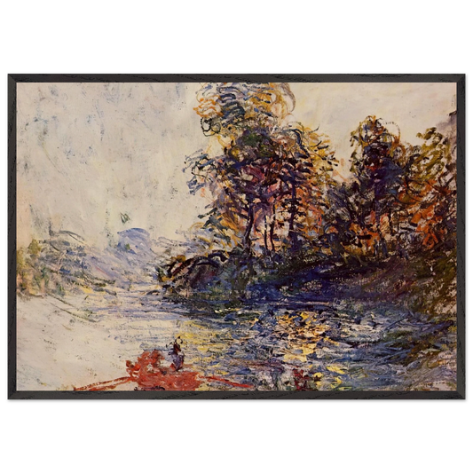 THE RIVER N2 - claude monet 70x100 cm / 28x40 inches Framed Art Print – Black Wooden Frame