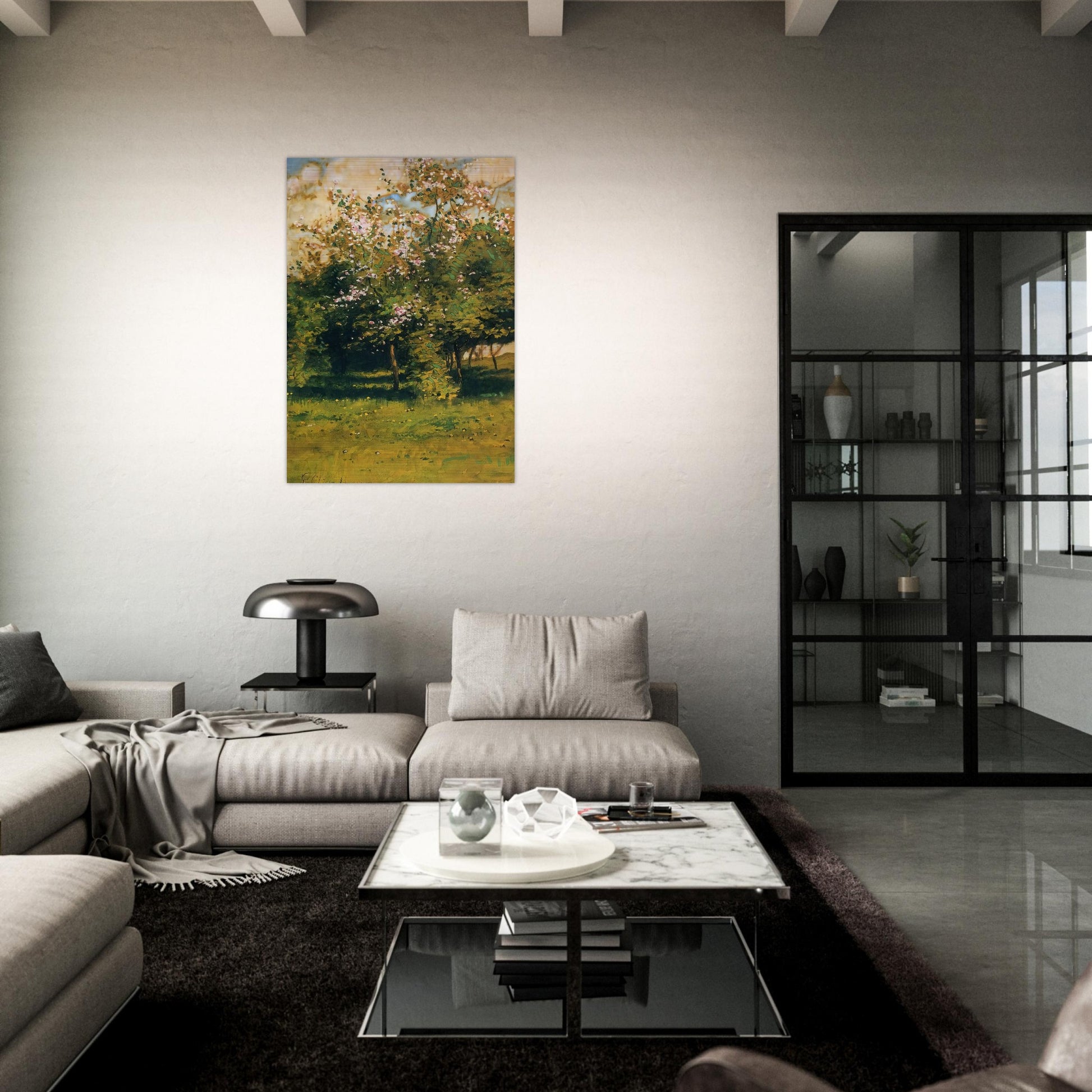 Blossoming Trees - Childe Hassam Brushed Aluminum Print - 70x100 cm / 28x40 inches | Childe Hassam Aluminum Print | Childe Hassam Prints