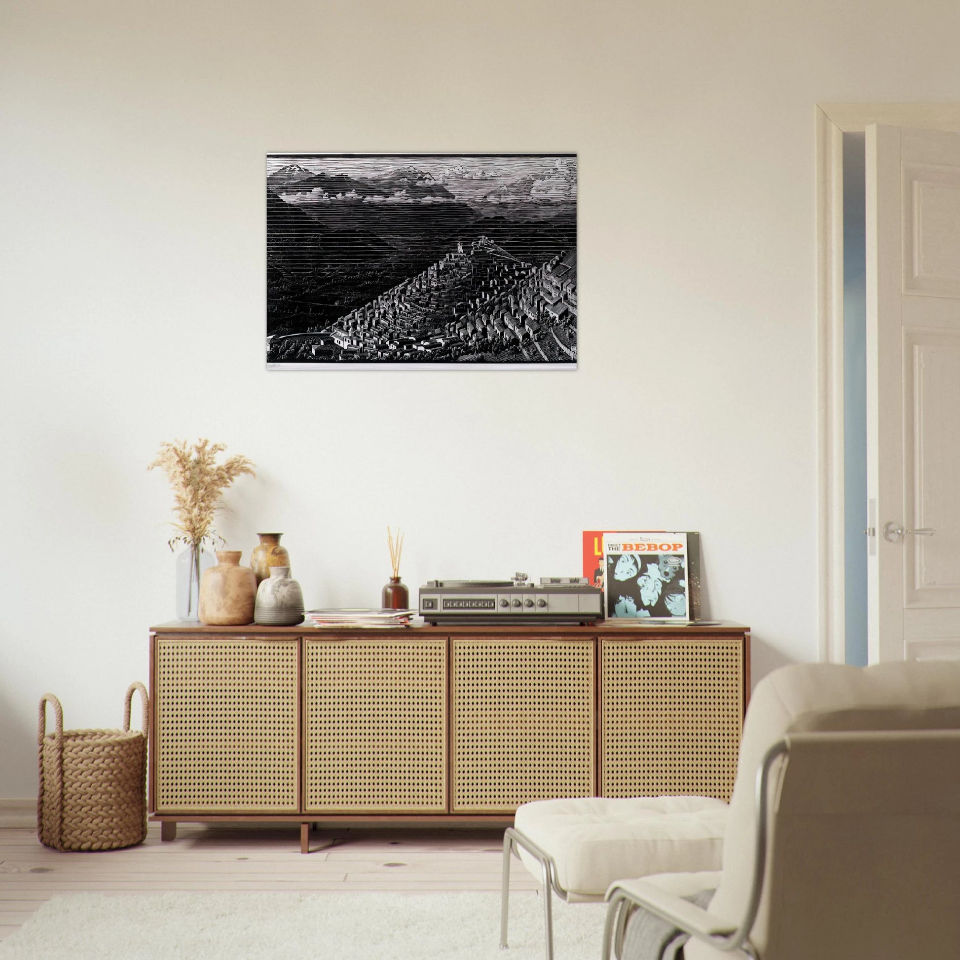 MORANO CALABRIA - MC Escher Brushed Aluminum Print - 70x100 cm / 28x40 inches | MC Escher Aluminum Print | MC Escher Prints