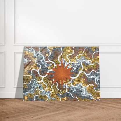 Creation, Lightning Dreaming - 1993 - Clifford Possum Tjapaltjarri Acrylic Print - 70x100 cm / 28x40″ inches