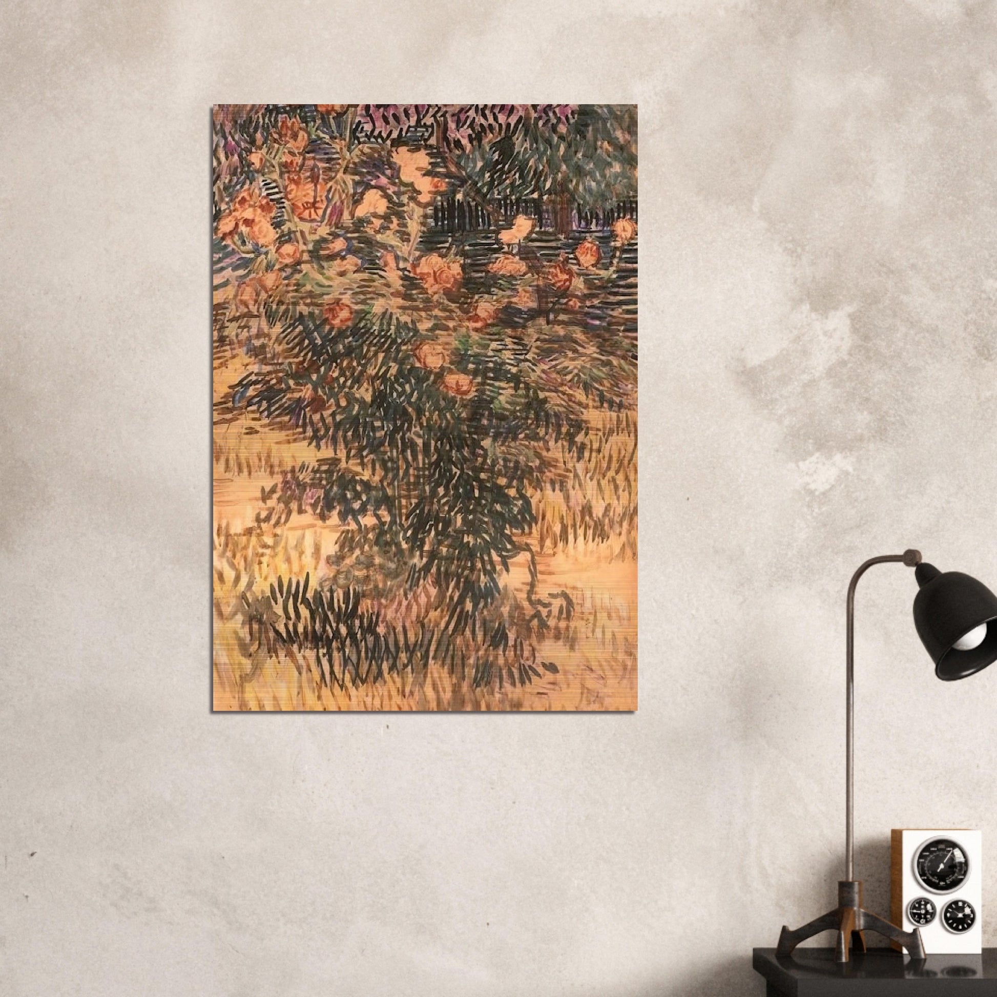 Oleanders, the Hospital Garden at Saint-Remy - Vincent van Gogh Brushed Aluminum Print - 70x100 cm / 28x40 inches | Vincent van Gogh Aluminum Print | Vincent van Gogh Prints