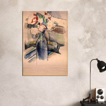 Roses in a Bottle - Paul Cézanne Brushed Aluminum Print - 70x100 cm / 28x40 inches | Paul Cézanne Aluminum Print | Paul Cézanne Prints