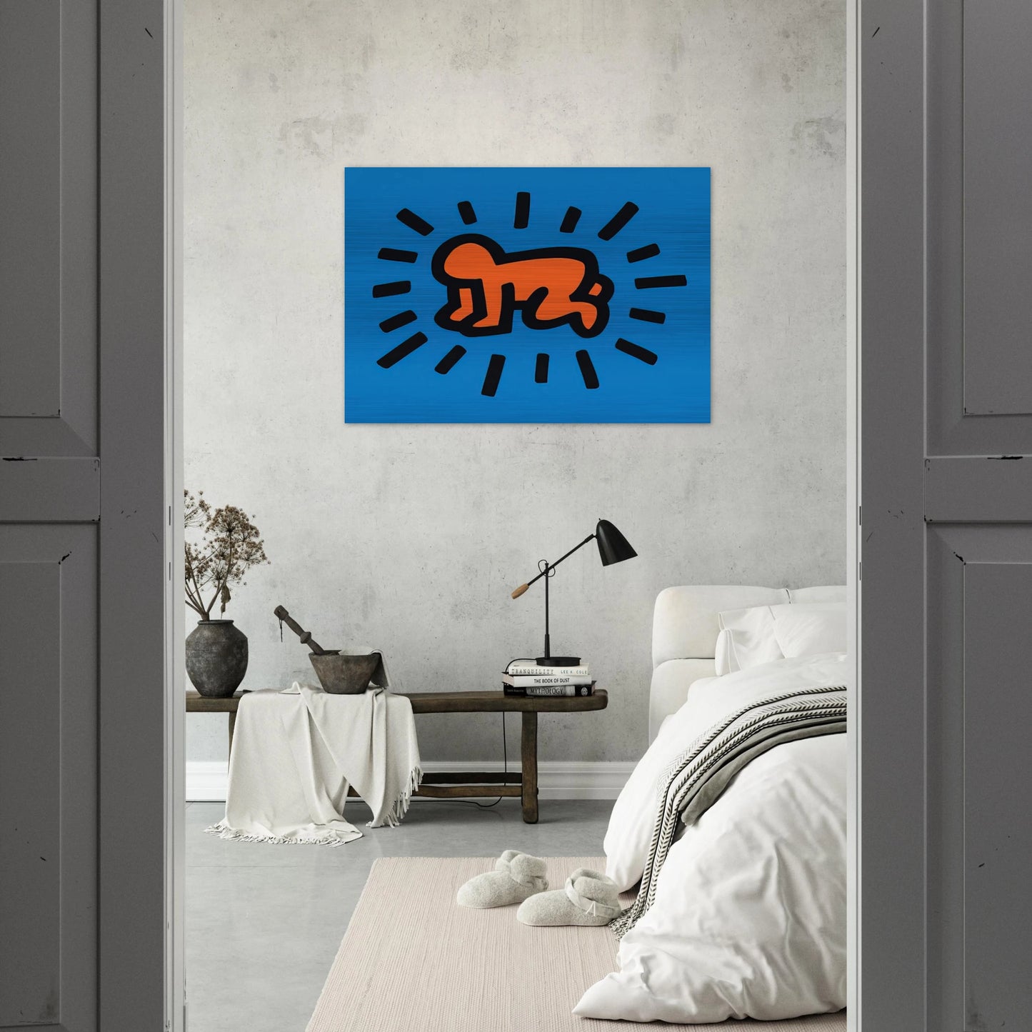 RADIANT BABY FROM ICONS SERIES 1990 - Keith Haring Brushed Aluminum Print - 70x100 cm / 28x40 inches | Keith Haring Aluminum Print | Keith Haring Prints