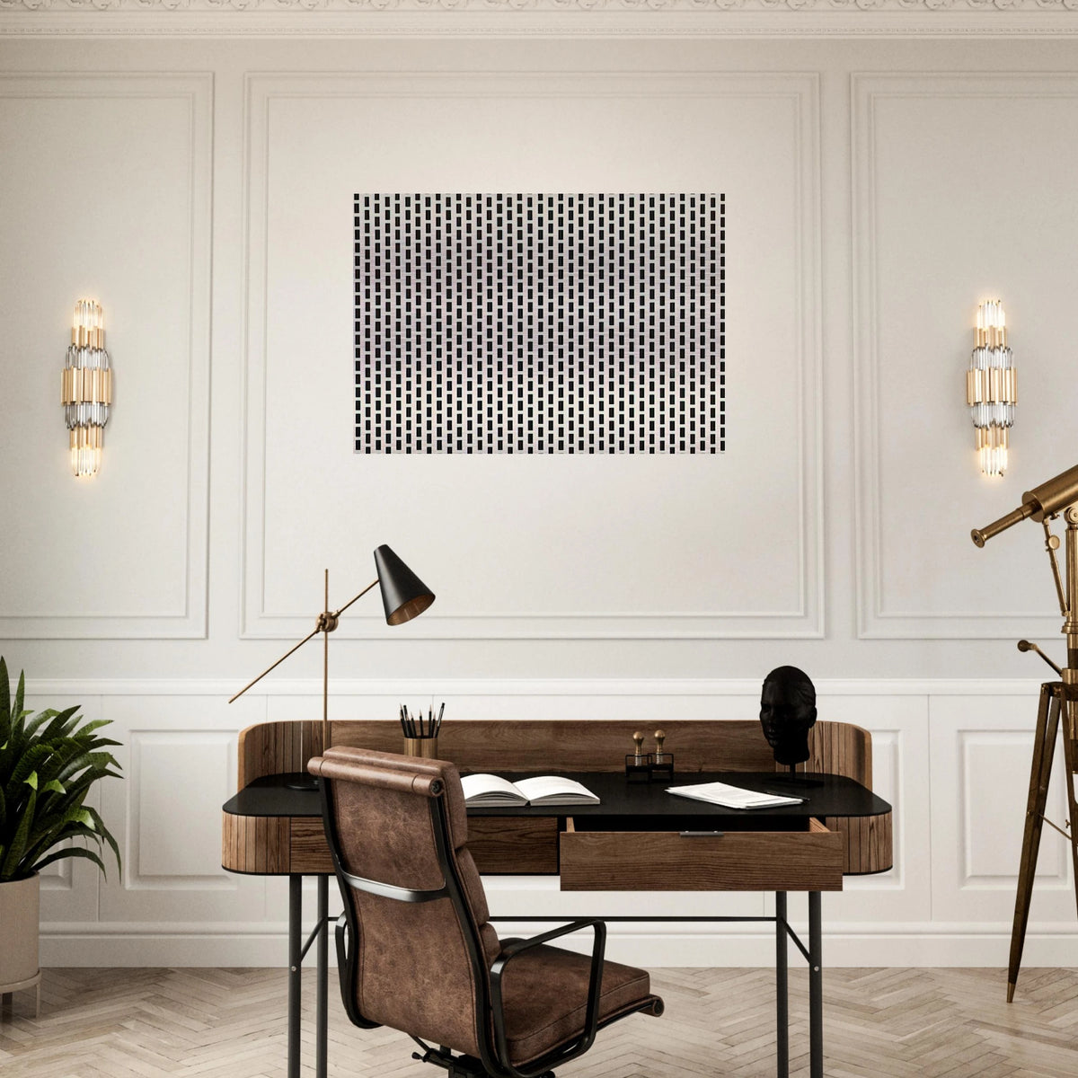 2 trames de carrés1 trame de tirets - 1975 - Francois Morellet Brushed Aluminum Print - 70x100 cm / 28x40 inches | Francois Morellet Aluminum Print | Francois Morellet Prints