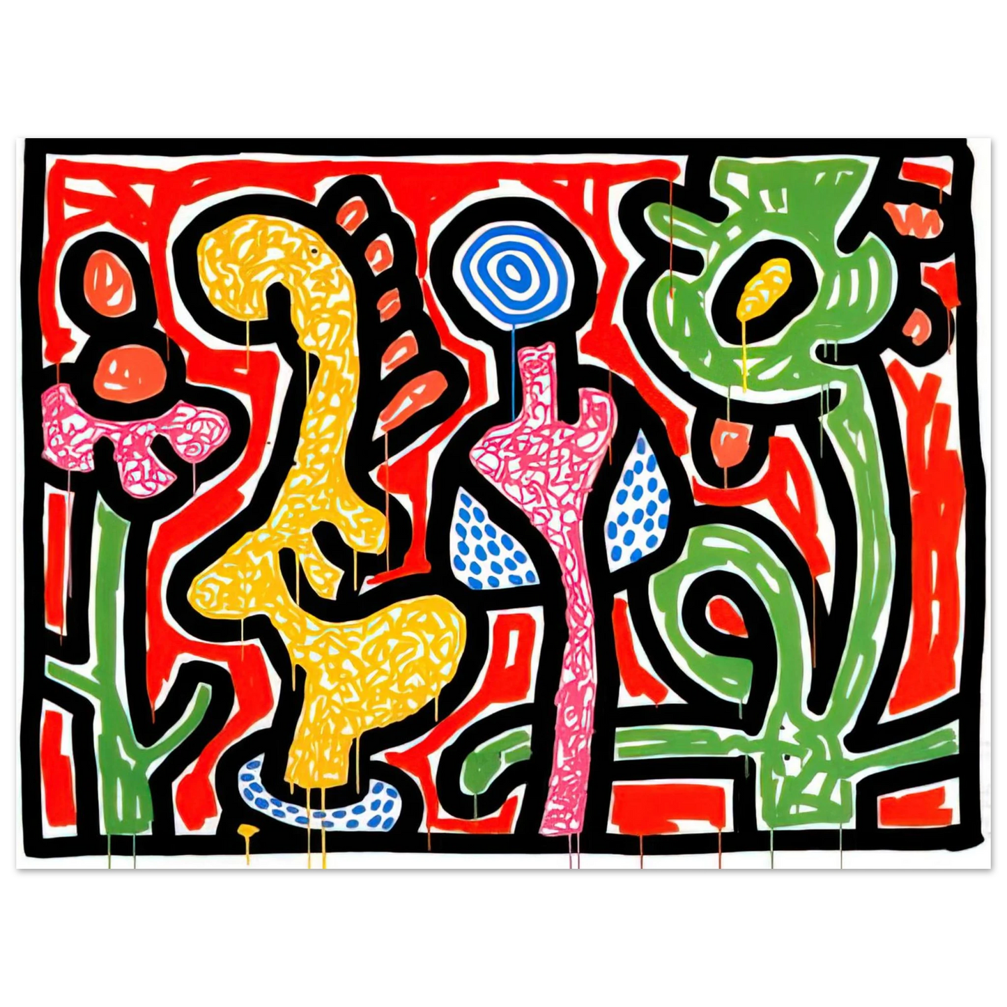 Keith Haring - FLOWERS IV 1990  75x100 cm / 30x40inches Fine Art Poster