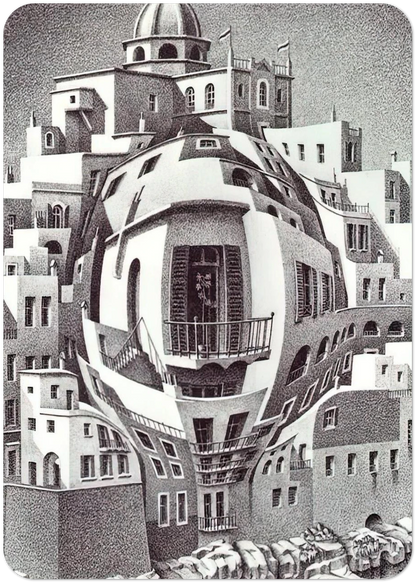 BALCONY By MC Escher Pack of 10 Post Cards | MC Escher Post Cards | A6 (10.5 x 14.8 cm) - 4.1 x 5.8 inches