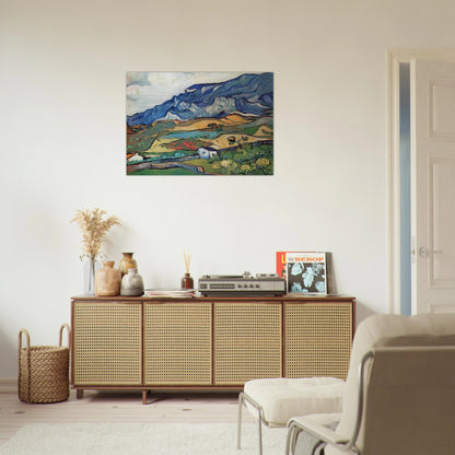Les Alpilles, Mountain Landscape near South-Reme - Vincent van Gogh Brushed Aluminum Print - 70x100 cm / 28x40 inches | Vincent van Gogh Aluminum Print | Vincent van Gogh Prints
