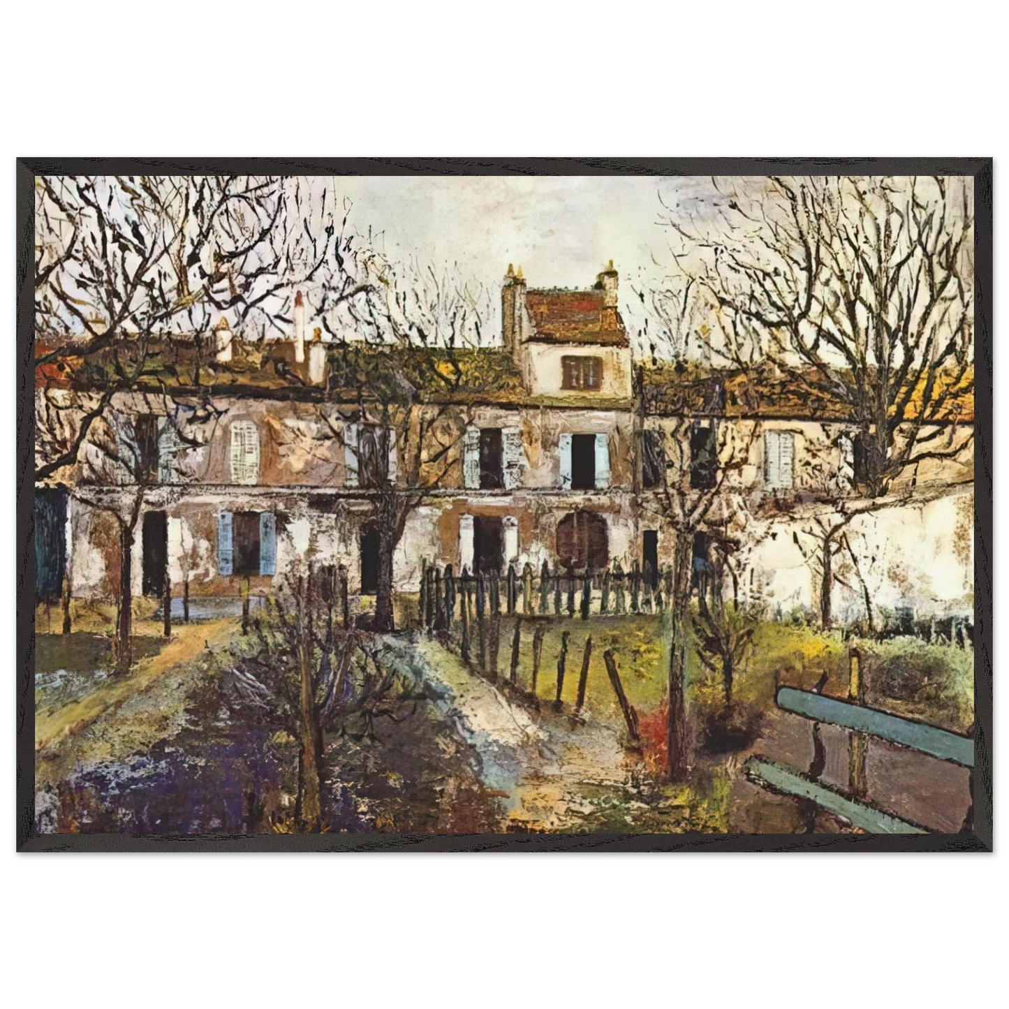 THE GARDEN AT MONTMAGNY - Maurice Utrillo 70x100 cm / 28x40 inches Framed Art Print – Black Wooden Frame