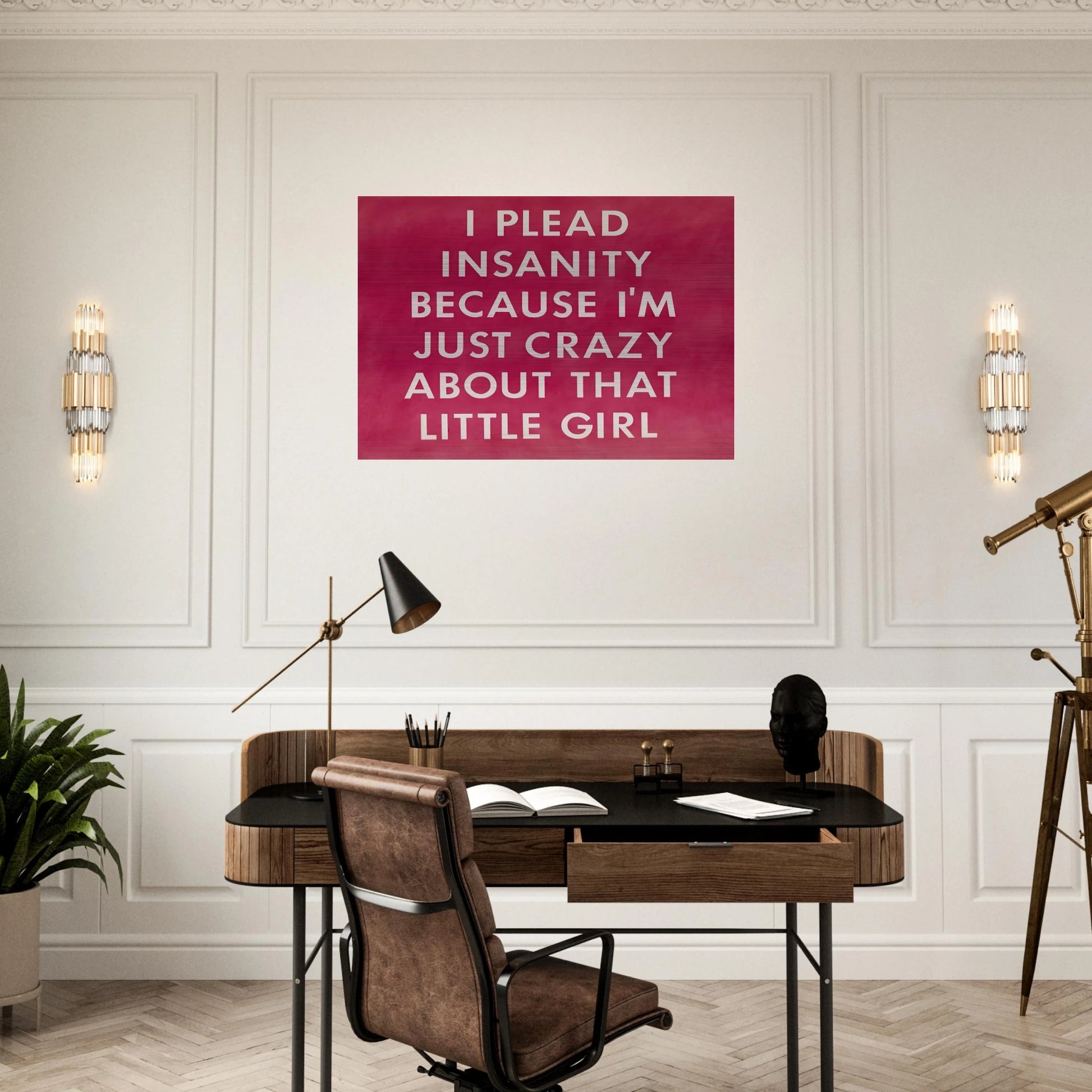 I PLEAD INSANITY BECAUSE I M JUST CRAZY ABOUT THAT GIRL 1976 - Edward Ruscha Brushed Aluminum Print - 70x100 cm / 28x40 inches | Edward Ruscha Aluminum Print | Edward Ruscha Prints