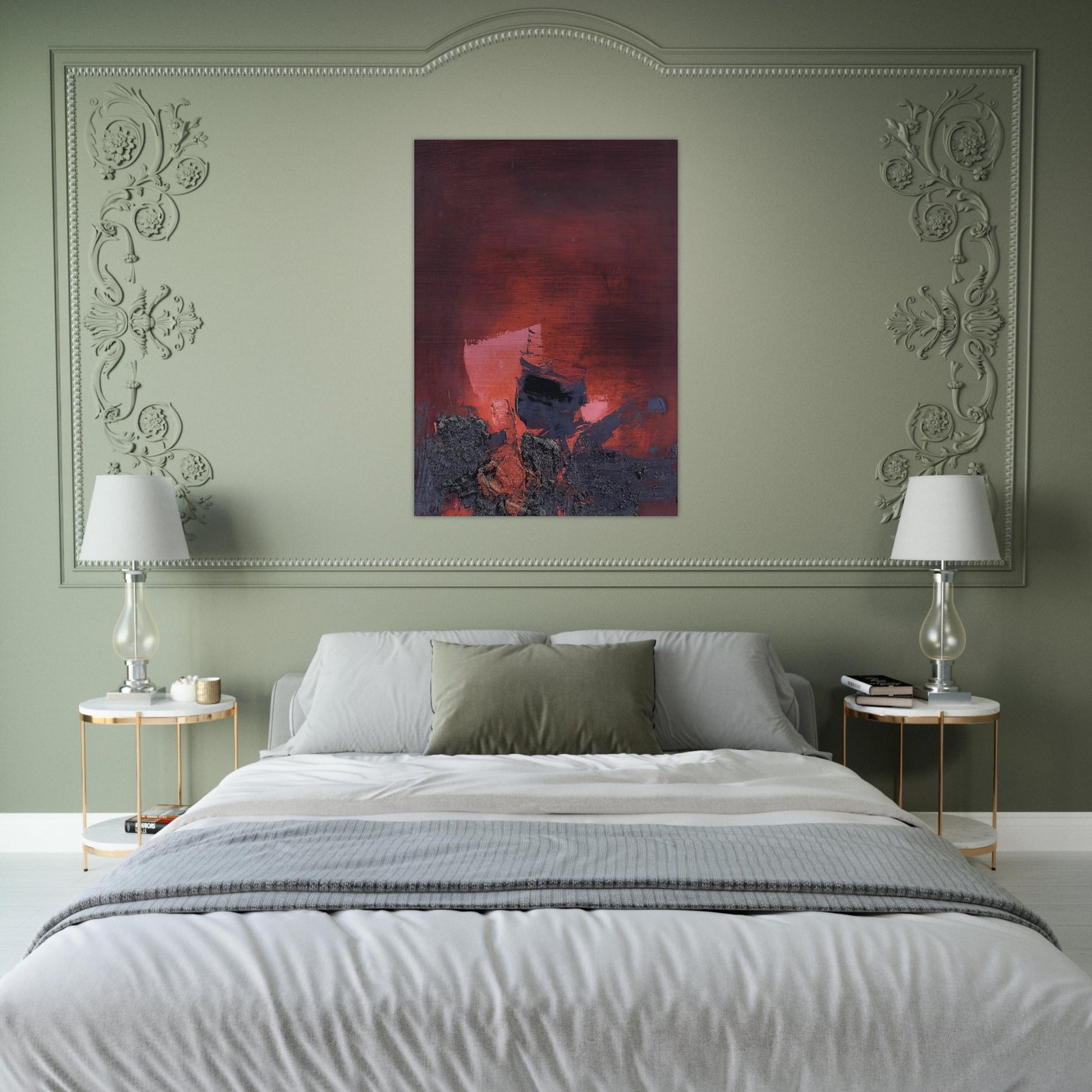 SIN T TULO ABSTRACCI N EN ROSO Y NEGRO - Luis Feito Brushed Aluminum Print - 70x100 cm / 28x40 inches | Luis Feito Aluminum Print | Luis Feito Prints