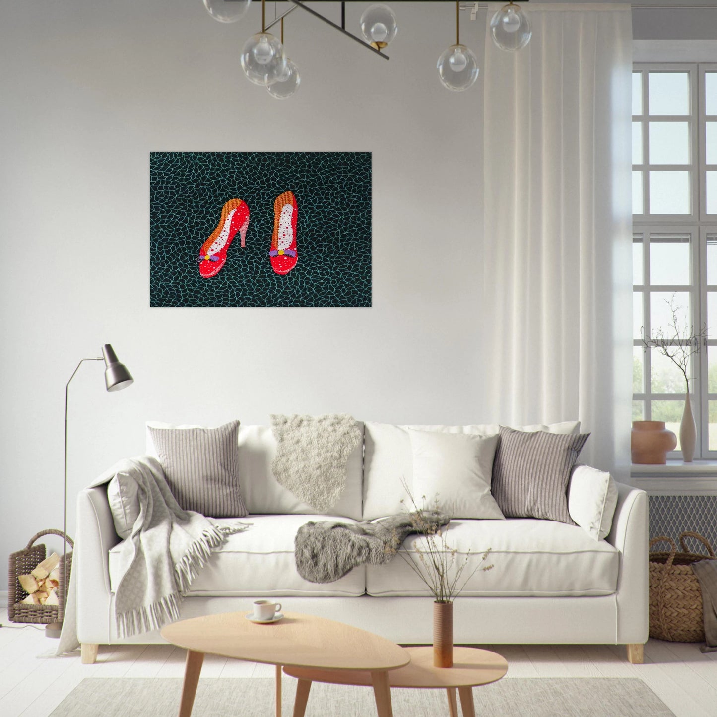SHOES 1985 - Yayoi Kusama Brushed Aluminum Print - 70x100 cm / 28x40 inches | Yayoi Kusama Aluminum Print | Yayoi Kusama Prints