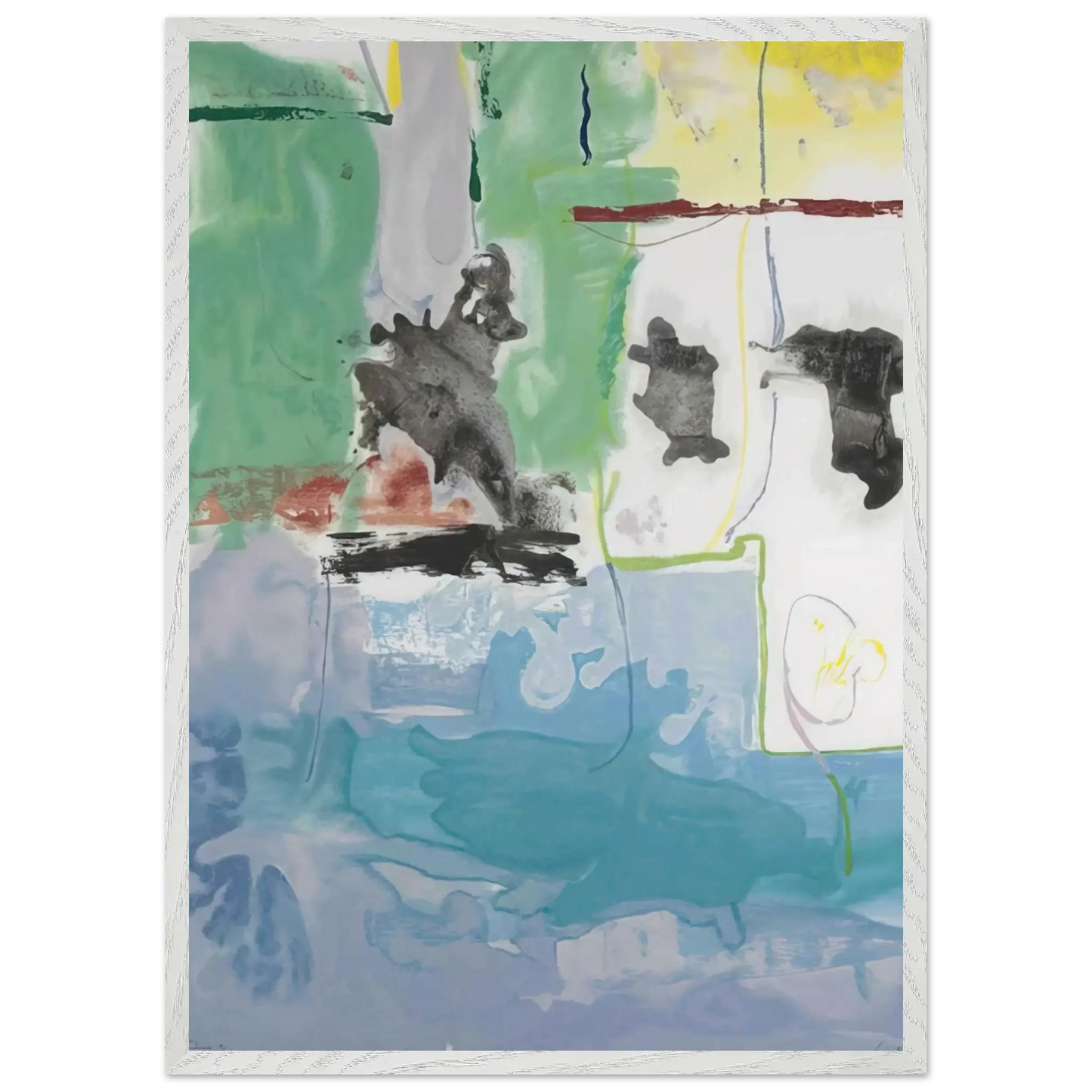 Helen Frankenthaler - West Wind - 1997 Wall art - 20x25 cm / 8x10 Inches - Premium Wooden Framed Poster With Fine Art Paper - Black frame