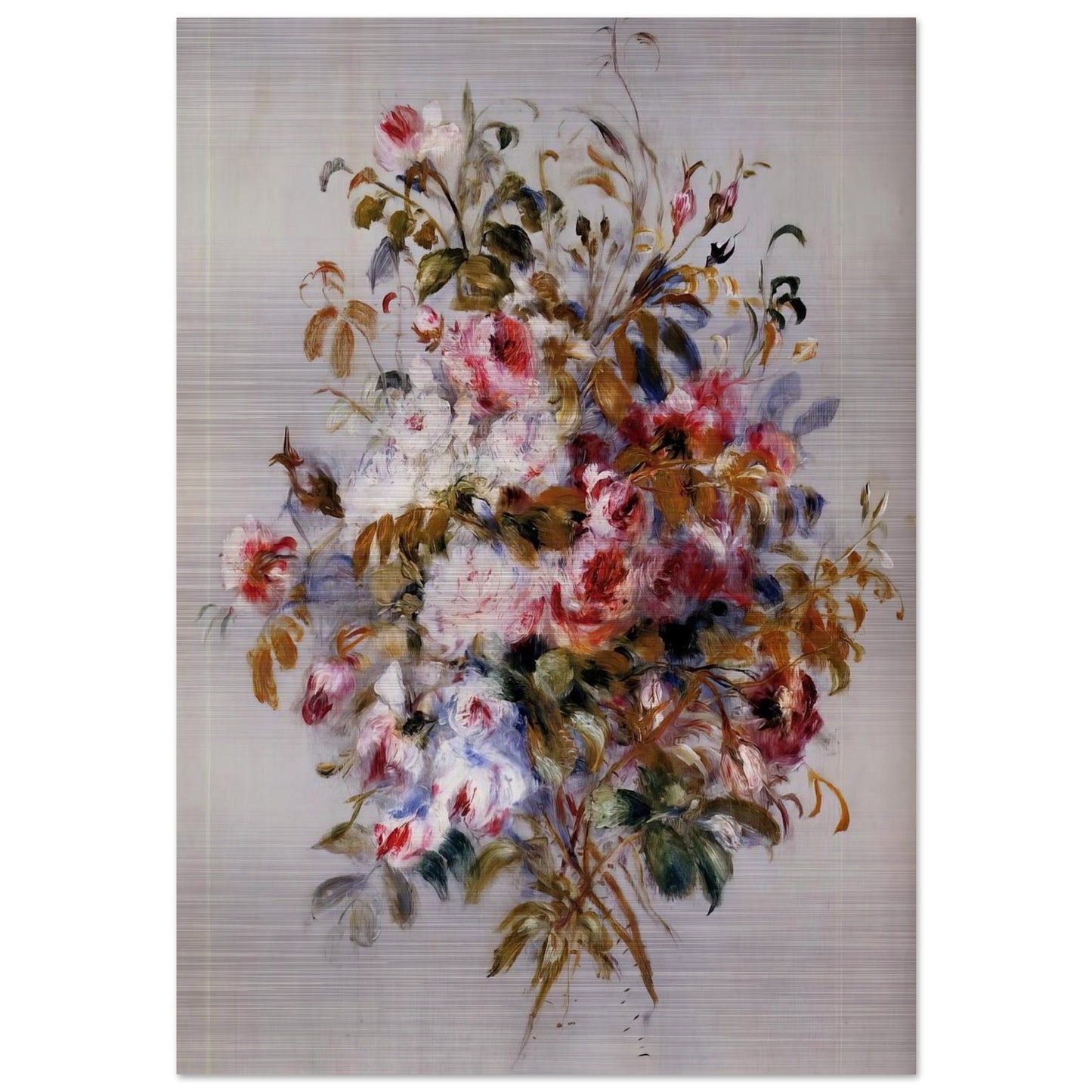 A Bouquet of Roses - Pierre-Auguste Renoir Brushed Aluminum Print - 70x100 cm / 28x40 inches | Pierre-Auguste Renoir Aluminum Print | Pierre-Auguste Renoir Prints