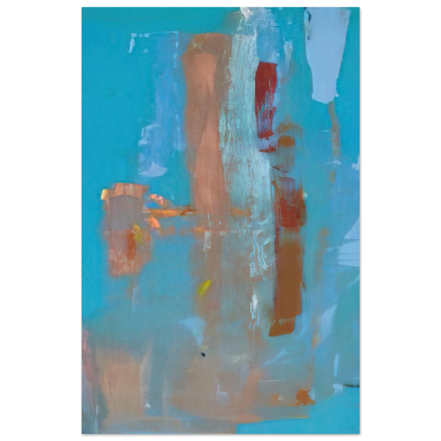 Helen Frankenthaler - In on Blue - 1976 Wall art - 28x43  cm / XL (11x17 inches) - Premium Wooden Framed Poster With Fine Art Paper-canvas - Wood frame