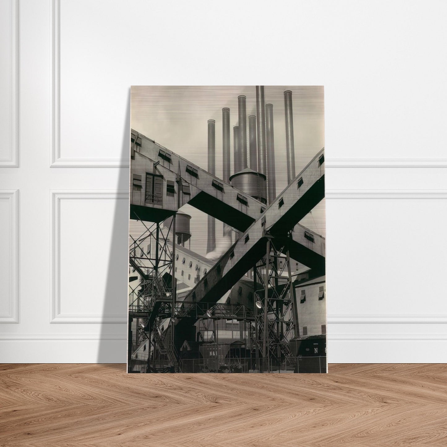 Criss-Crossed Conveyors, River Rouge Plant, Ford Motor Company - 1927 - Charles Sheeler Brushed Aluminum Print - 70x100 cm / 28x40 inches | Charles Sheeler Aluminum Print | Charles Sheeler Prints