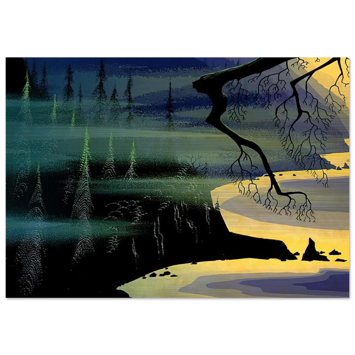 Blue Mist - Eyvind Earle Brushed Aluminum Print - 70x100 cm / 28x40 inches | Eyvind Earle Aluminum Print | Eyvind Earle Prints