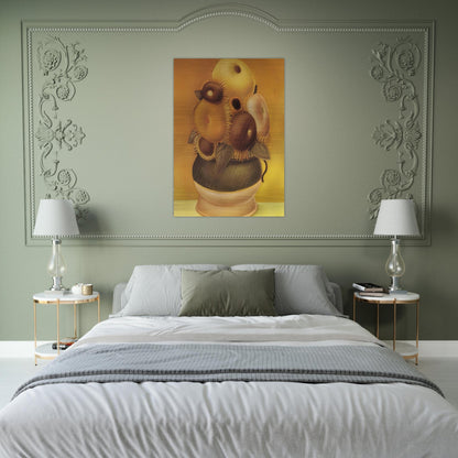 SUNFLOWERS - Fernando Botero Brushed Aluminum Print - 70x100 cm / 28x40 inches | Fernando Botero Aluminum Print | Fernando Botero Prints