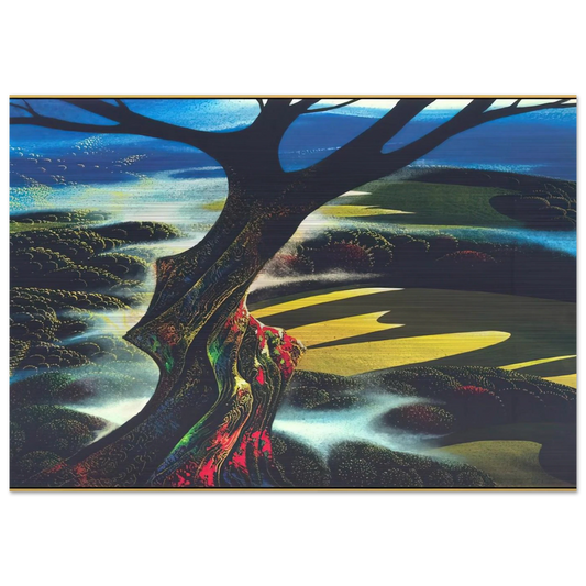 Autumn Shadows - Eyvind Earle Brushed Aluminum Print - 70x100 cm / 28x40 inches | Eyvind Earle Aluminum Print | Eyvind Earle Prints