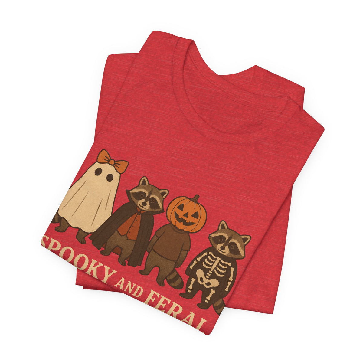T-shirt "Raton laveur effrayant", T-shirt Halloween drôle à motifs, T-shirt vintage automne mignon, T-shirt tendance femme pour Halloween, T-shirt "Raton laveur sauvage"