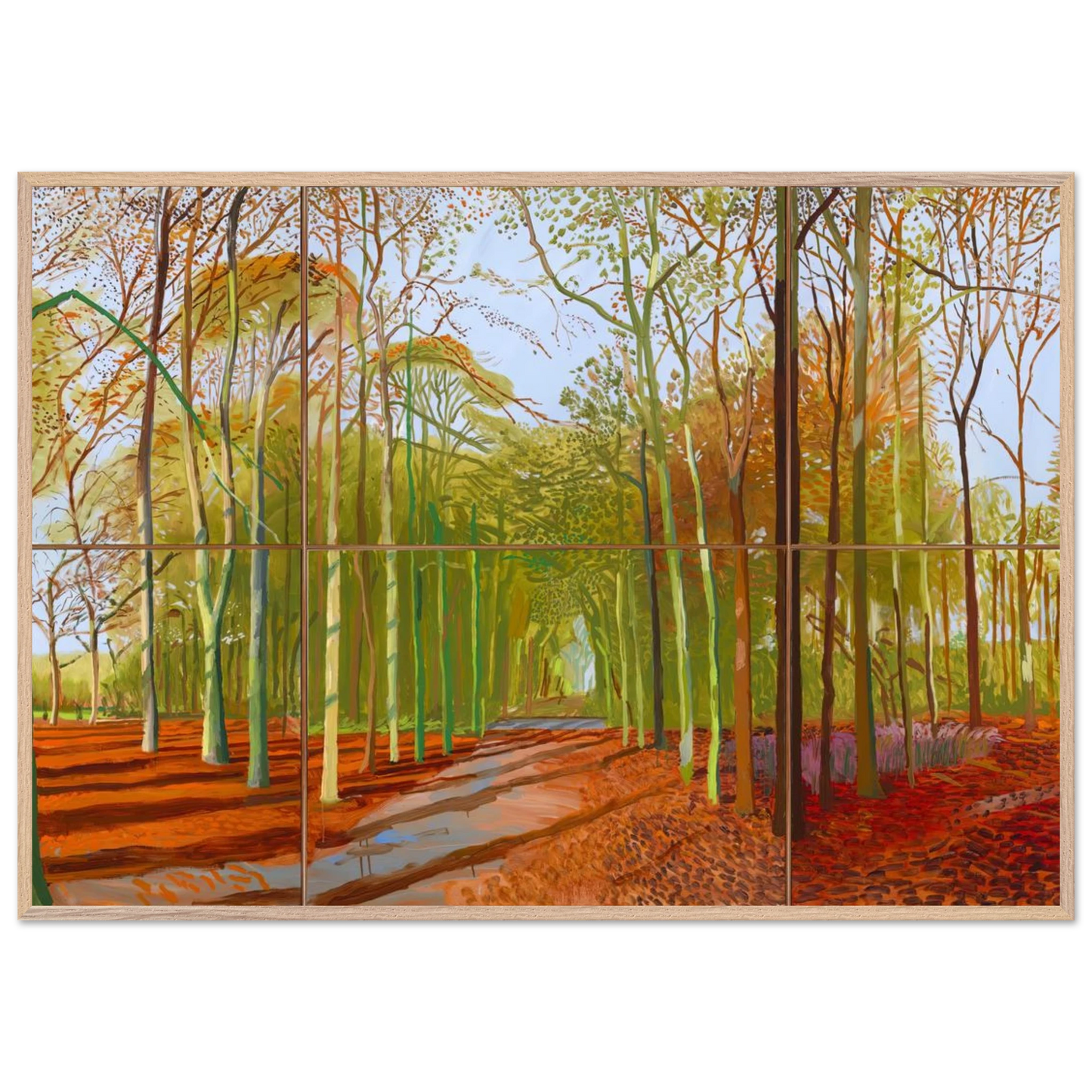 David Hockney - Woldgate Woods, 21, 23 & 29 November 2006 - 60x90 cm / 24x36 inches - Premium Wooden Framed Poster With Fine Art Paper-canvas - Wood frame