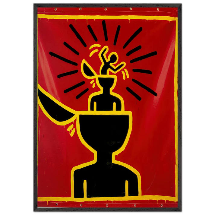 UNTITLED 1982 N4 - Keith Haring 70x100 cm / 28x40 inches Framed Art Print – Black Wooden Frame | Keith Haring Art For Sale