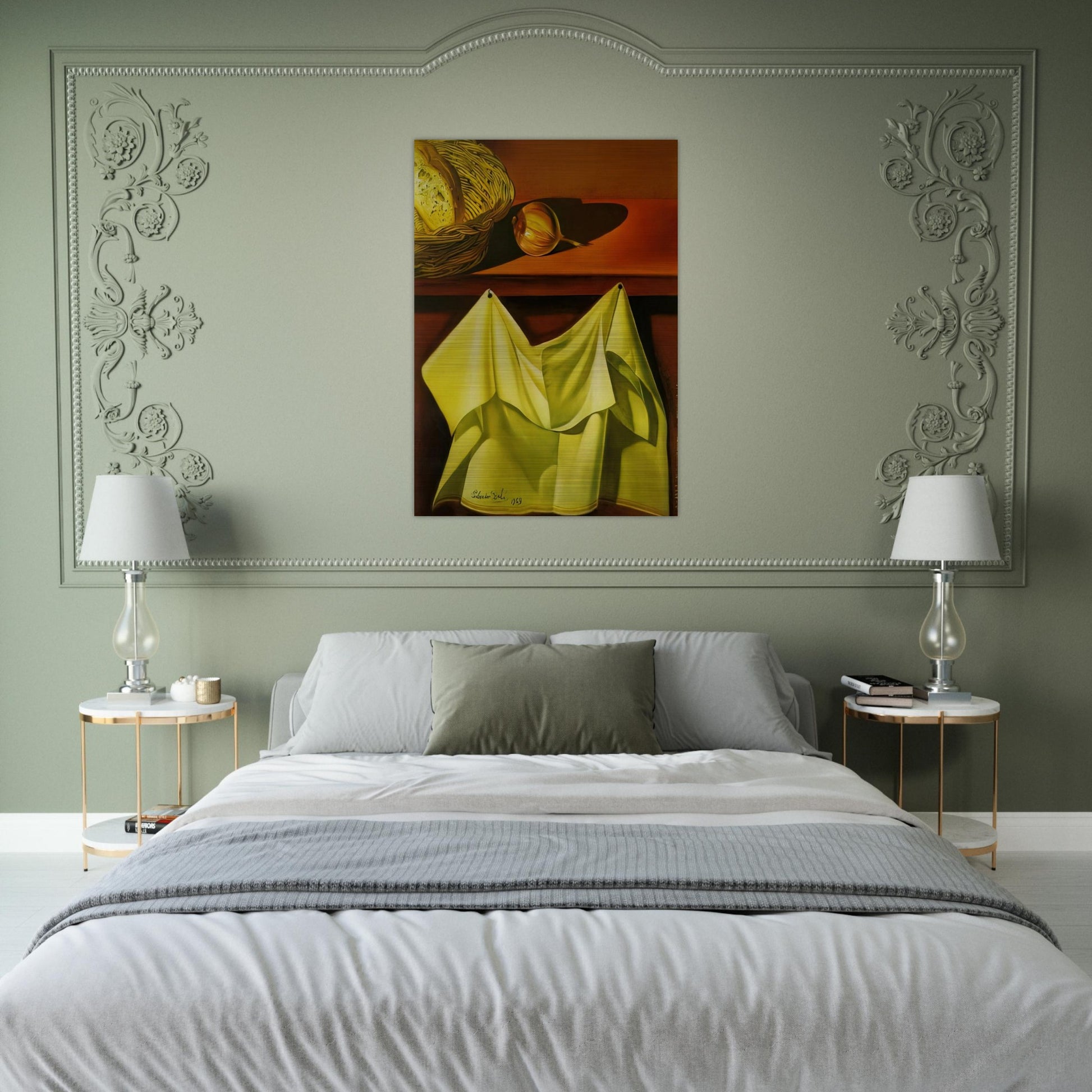 UNTITLED STILL LIFE WITH WHITE CLOTH - Salvador Dali Brushed Aluminum Print - 70x100 cm / 28x40 inches | Salvador Dali Aluminum Print | Salvador Dali Prints