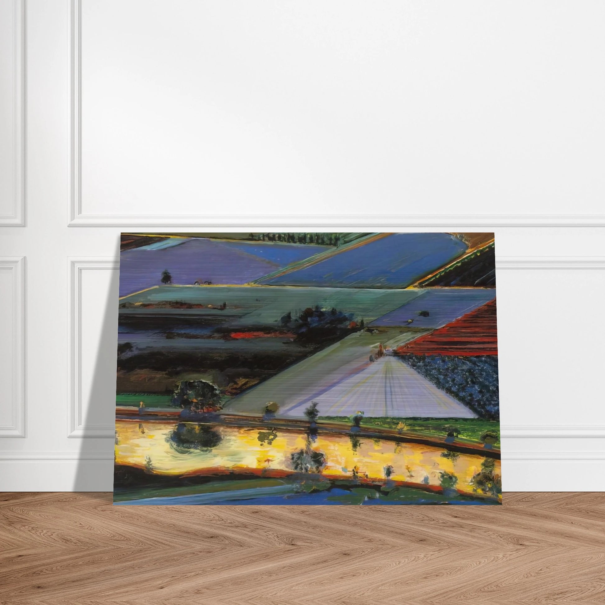 Farm Channel - 1996 - Wayne Thiebaud Brushed Aluminum Print - 70x100 cm / 28x40 inches | Wayne Thiebaud Aluminum Print | Wayne Thiebaud Prints
