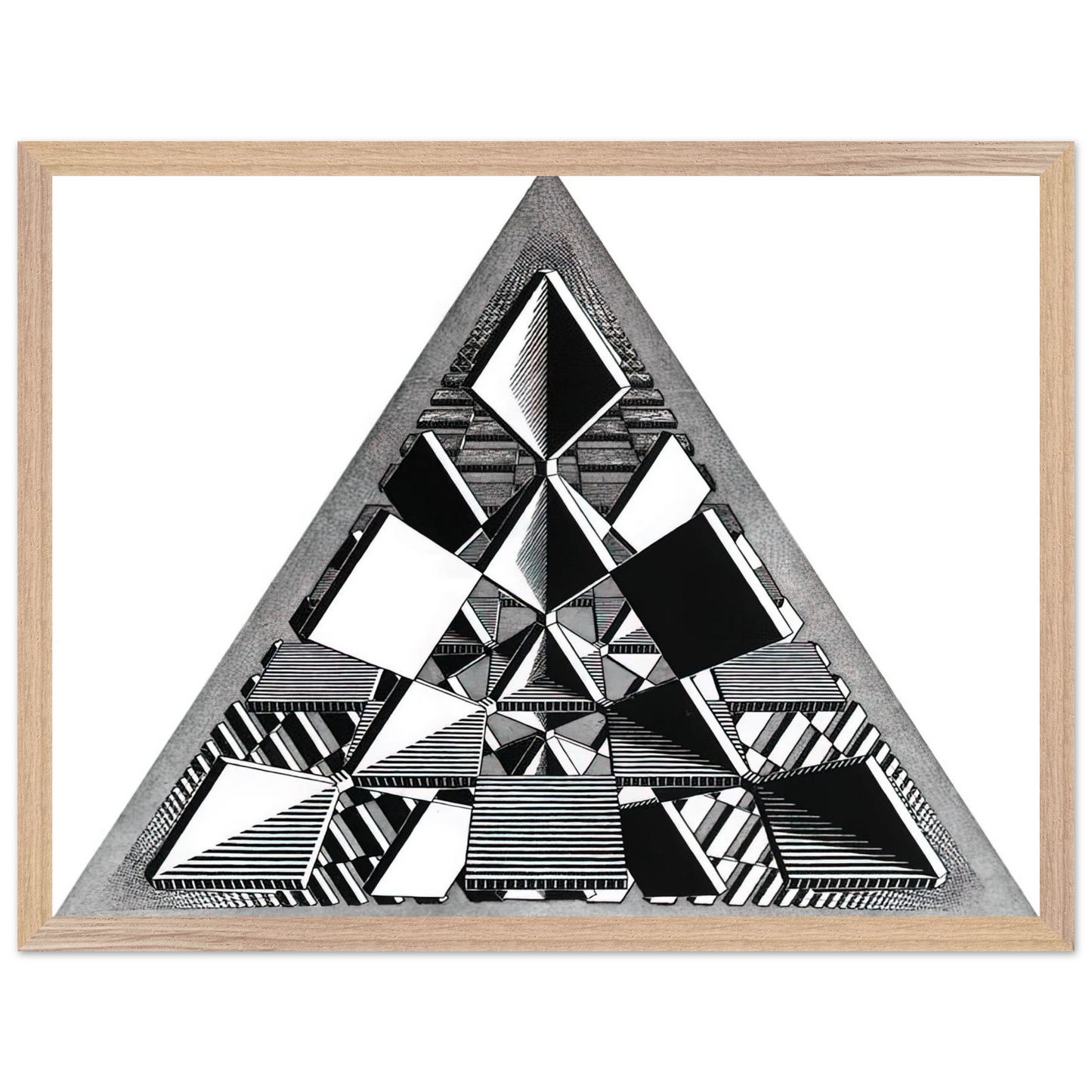 MC Escher - THREE INTERSECTING PLANES Wall Art - 30x40 cm / 12x16 inches - Premium Wooden Framed Poster With Fine Art Paper-canvas - Black frame