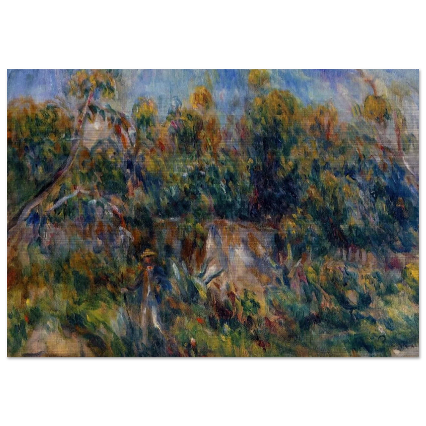 The Painter Taking a Stroll at Cagnes - Pierre-Auguste Renoir Brushed Aluminum Print - 70x100 cm / 28x40 inches | Pierre-Auguste Renoir Aluminum Print | Pierre-Auguste Renoir Prints