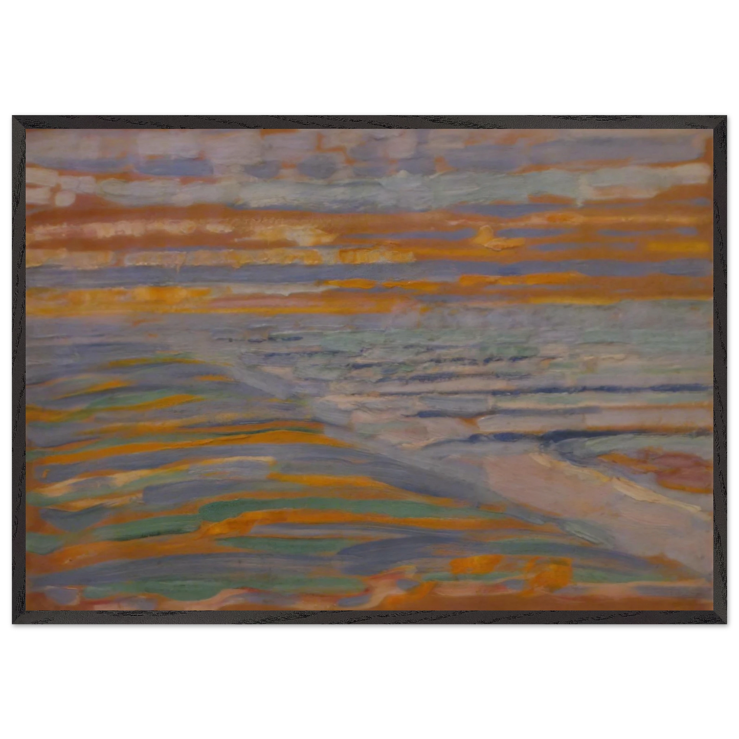 View from the Dunes with Beach and Piers - Piet Mondrian 70x100 cm / 28x40 inches Framed Art Print – Black Wooden Frame