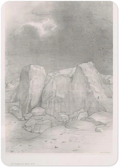 AND HE DISCERNS AN ARID KNOLL COVERED PLAIN PLATE 7 1896 By Odilon Redon Pack of 10 Post Cards | Odilon Redon Post Cards | A6 (10.5 x 14.8 cm) - 4.1 x 5.8 inches