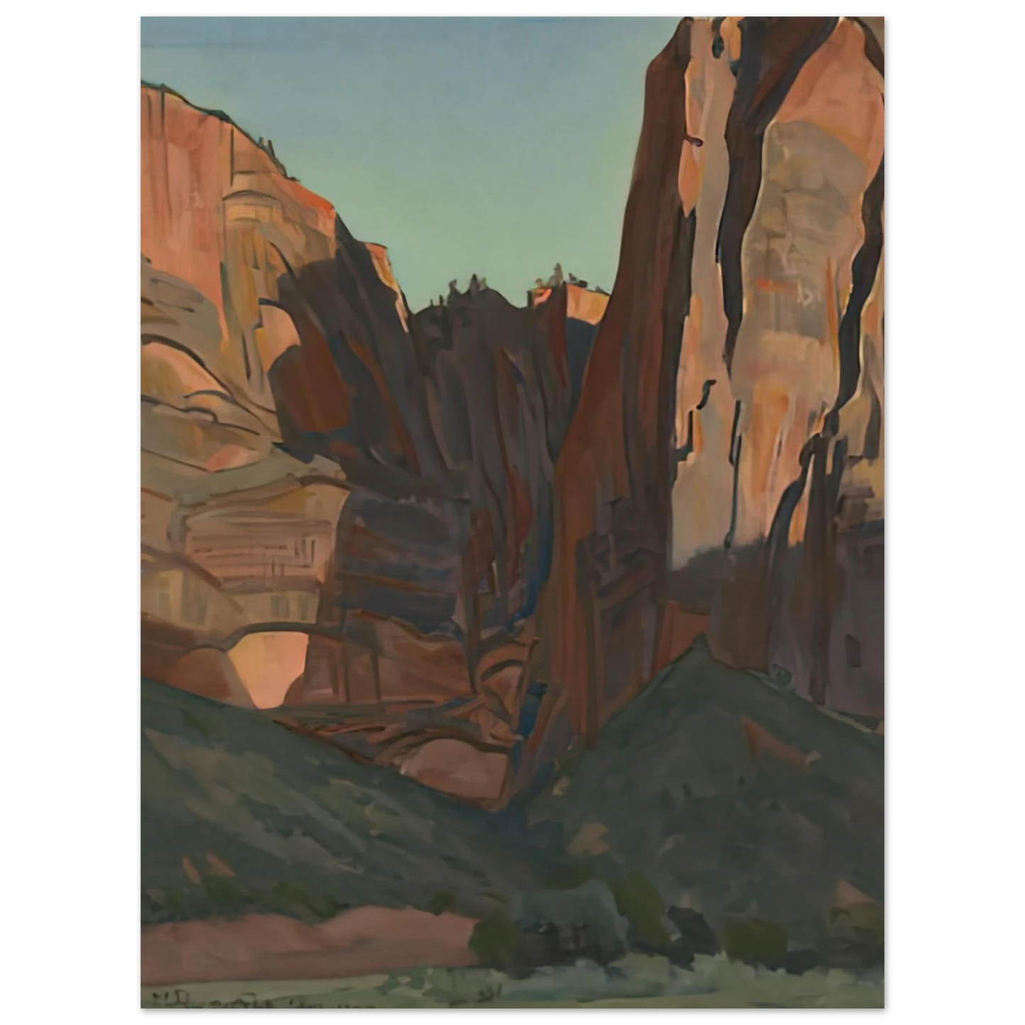 Maynard Dixon - NOTCH IN THE WALL ZION NATIONAL PARK AUGUST 1933 1933 Wall art - 13x18 cm / 5x7 inches - Fine Art Poster-canvas - -