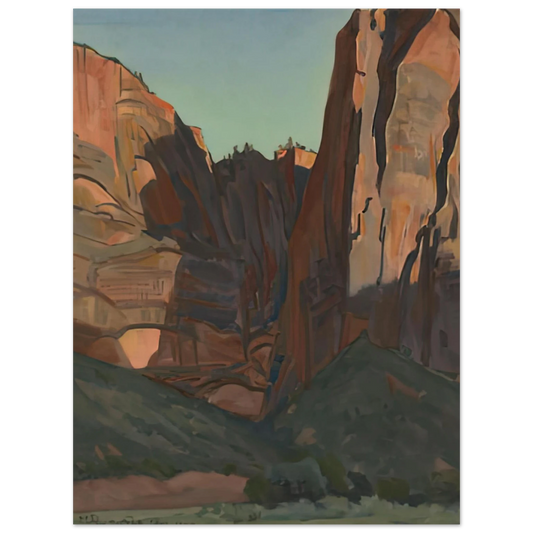 Maynard Dixon - NOTCH IN THE WALL ZION NATIONAL PARK AUGUST 1933 1933 Wall art - 13x18 cm / 5x7 inches - Fine Art Poster-canvas - -