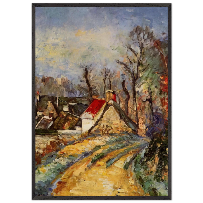 The Turn in the Road at Auvers - Paul Cezanne 70x100 cm / 28x40 inches Framed Art Print – Black Wooden Frame