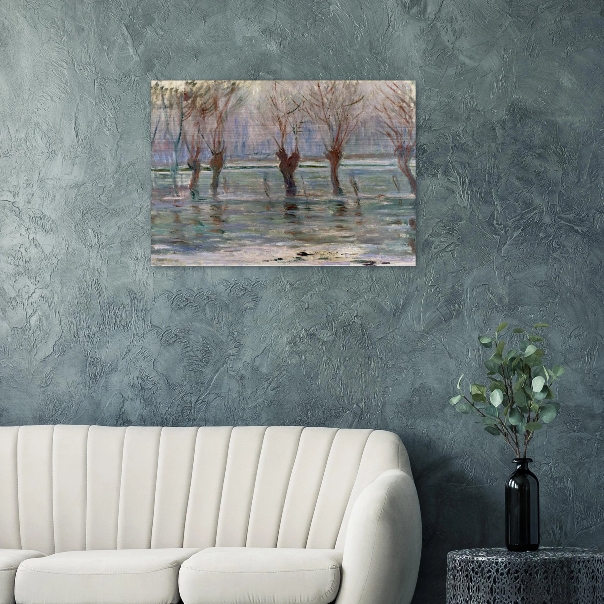 Flood Waters - claude monet Brushed Aluminum Print - 70x100 cm / 28x40 inches | claude monet Aluminum Print | claude monet Prints