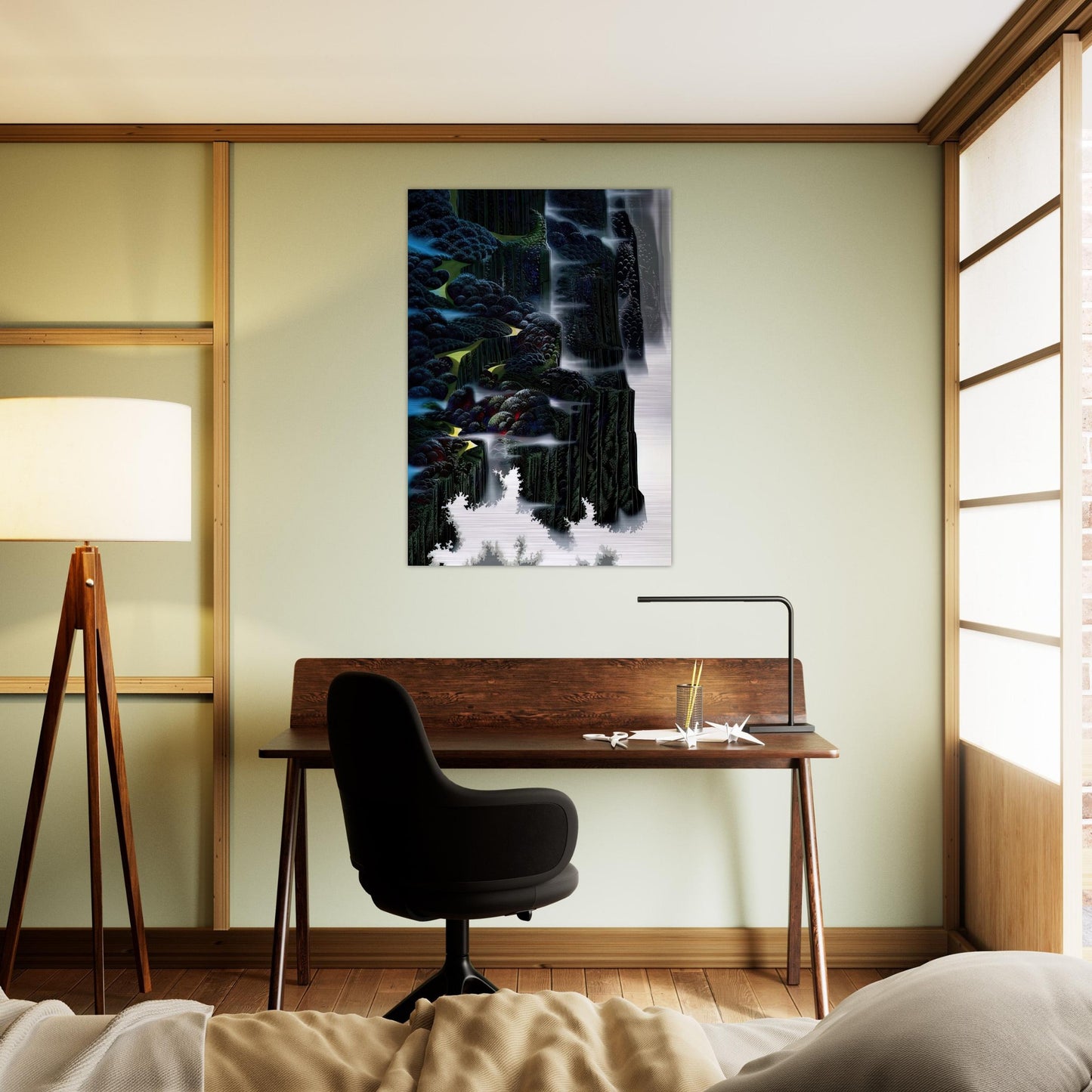Sea Cliffs Rising - Eyvind Earle Brushed Aluminum Print - 70x100 cm / 28x40 inches | Eyvind Earle Aluminum Print | Eyvind Earle Prints