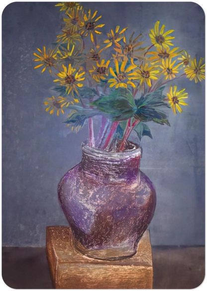 Homemade Painting of a Homemade Bouquet of Sand Dune Daisies in a Homemade Vase - 1982 By Morris Graves Pack of 10 Post Cards | Morris Graves Post Cards | A6 (10.5 x 14.8 cm) - 4.1 x 5.8 inches
