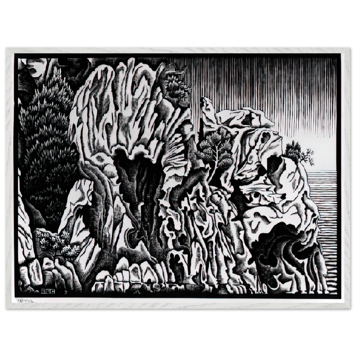 MC Escher - CALANCHE OF PIANA CORSICA FEBRUARY 1934 1934 Wall Art - 30x40 cm / 12x16 inches - Premium Wooden Framed Poster With Fine Art Paper-canvas - Wood frame