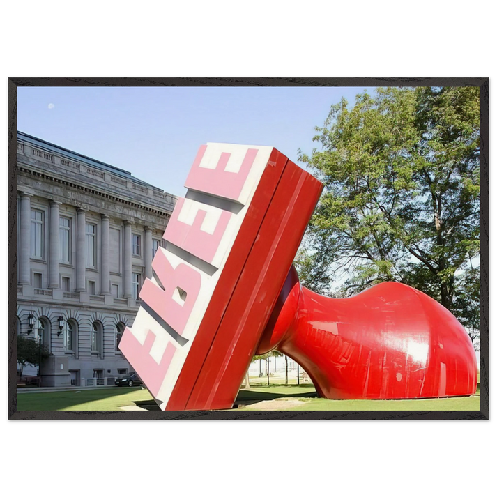 FREE STAMP AT CLEVELAND CITY HALL COLLABORATION WITH VAN BRUGGEN - Claes Oldenburg 70x100 cm / 28x40 inches Framed Art Print – Black Wooden Frame