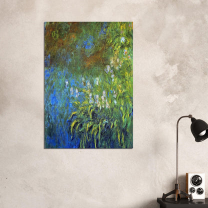 Iris at the Sea-Rose Pond - claude monet Brushed Aluminum Print - 70x100 cm / 28x40 inches | claude monet Aluminum Print | claude monet Prints
