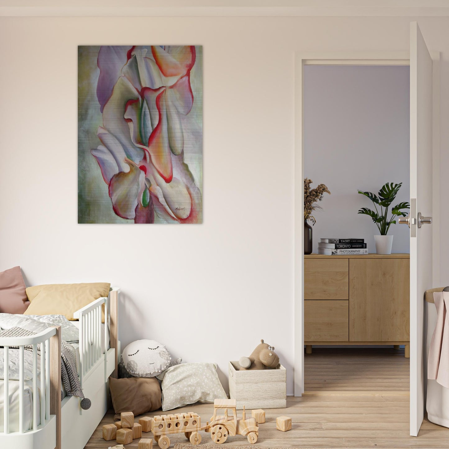 Pink Sweet Peas - Georgia O'Keeffe Brushed Aluminum Print - 70x100 cm / 28x40 inches | Georgia O'Keeffe Aluminum Print | Georgia O'Keeffe Prints
