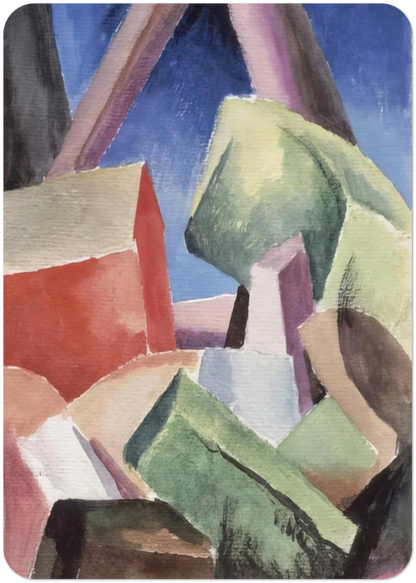 HOUSE IN CUBIST LANDSCAPE 1920 By Thomas Hart Benton Pack of 10 Post Cards | Thomas Hart Benton Post Cards | A6 (10.5 x 14.8 cm) - 4.1 x 5.8 inches