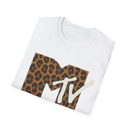 T-shirt graphique rétro MTV imprimé léopard vintage Télé musique Années 80 90 Tee-shirt de groupe unisexe Chemise rock imprimé animal