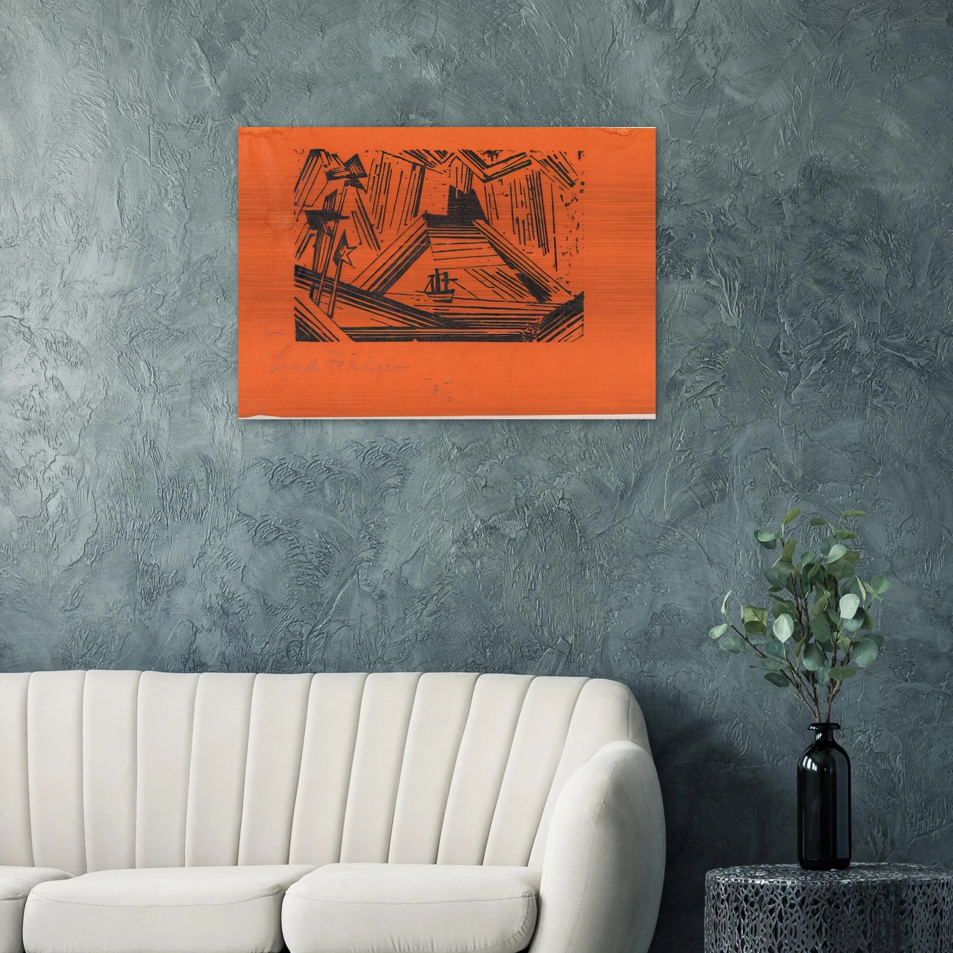 VOLCANO VULKAN 1919 - Lyonel Feininger Brushed Aluminum Print - 70x100 cm / 28x40 inches | Lyonel Feininger Aluminum Print | Lyonel Feininger Prints