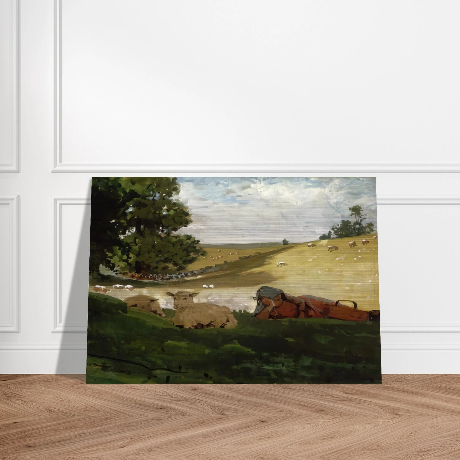 WARM AFTERNOON SHEPHERDESS - Winslow Homer Brushed Aluminum Print - 70x100 cm / 28x40 inches | Winslow Homer Aluminum Print | Winslow Homer Prints