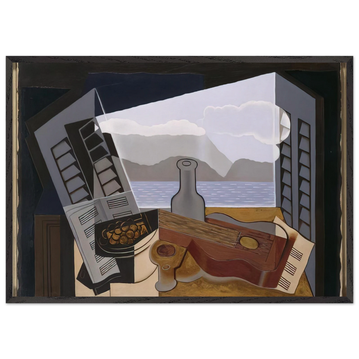 THE OPEN WINDOW 1921 N2 - Juan Gris 70x100 cm / 28x40 inches Framed Art Print – Black Wooden Frame