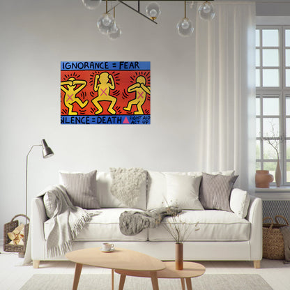 IGNORANCE FEAR 1989 - Keith Haring Brushed Aluminum Print - 70x100 cm / 28x40 inches | Keith Haring Aluminum Print | Keith Haring Prints