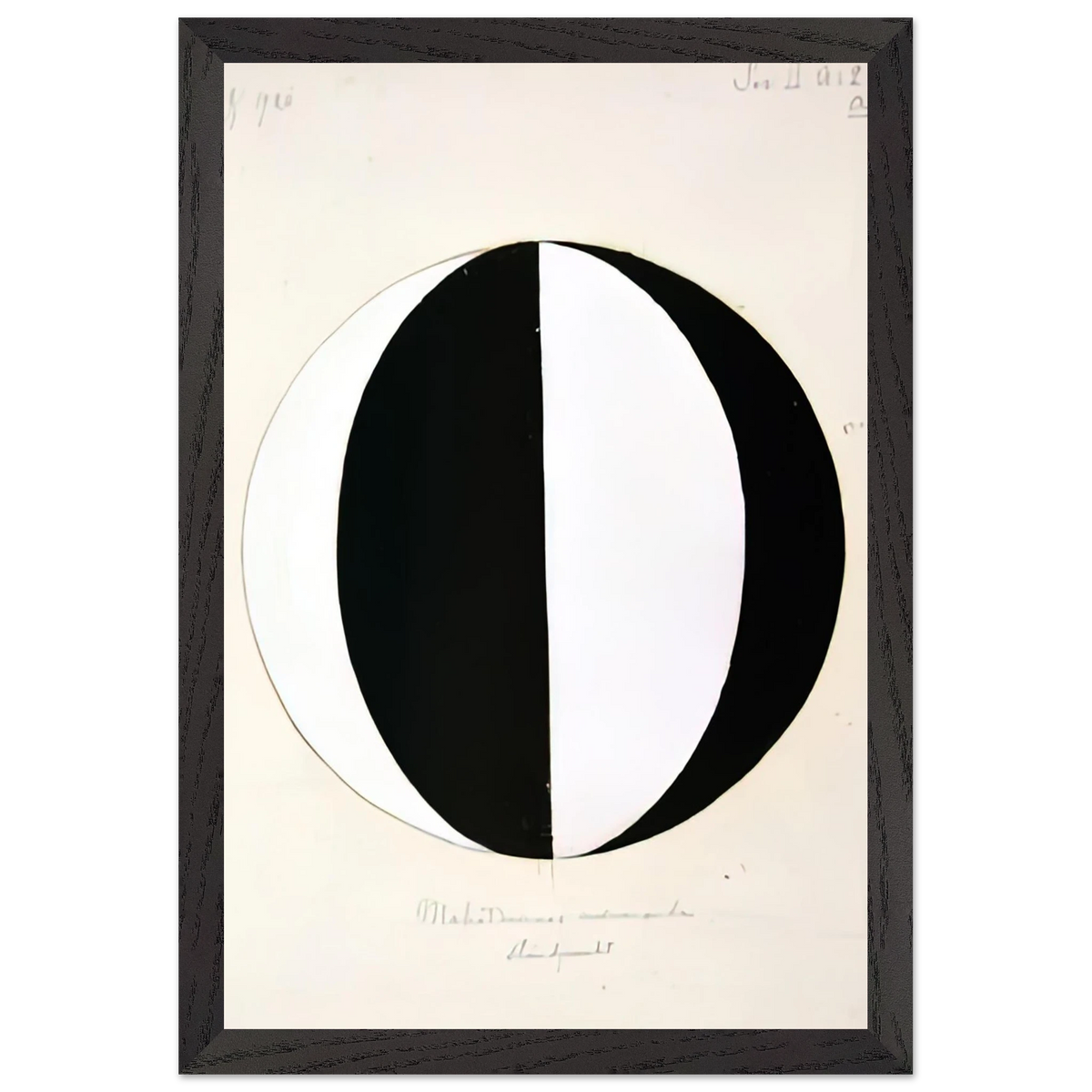 Hilma af Klint - THE MAHATMAS PRESENT STANDING POINT SERIES II NO 2A 1920 Wall art - 21x29.7 cm / 8x12" - Premium Wooden Framed Poster With Fine Art Paper-canvas - Black frame